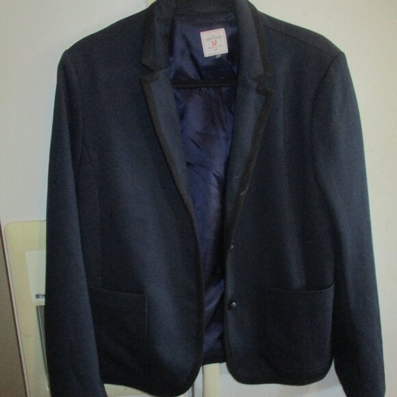 Gap The Classic Academy Blazer Sz. 12 Navy Blue black trim lined m - Picture 1 of 4